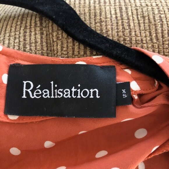 Réalisation Par Kate Polka Dot Silk Deep-V Mini Dress in Rust Spot Size XS - Picture 6 of 6